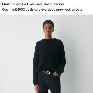 ARITIZIA NWT OVERSIZED MESH CASHMERE CREWNECK SWEATER BLACK NWT RRP $278